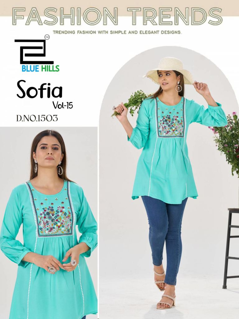 Blue Hills Sofia Vol 15 Embroidery Work Casual Wear Top