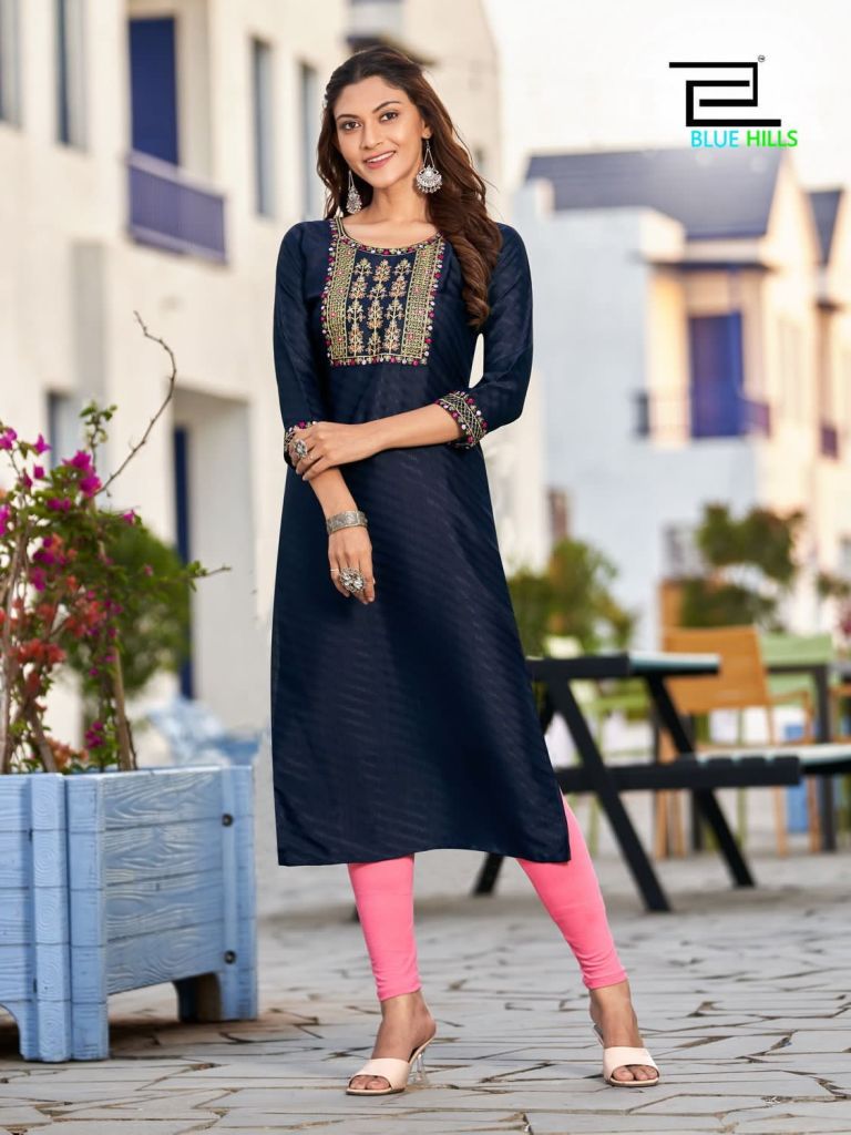 Blue Hills Solid Vol 15 Daily Wear Rayon Embroidery Kurti Collection