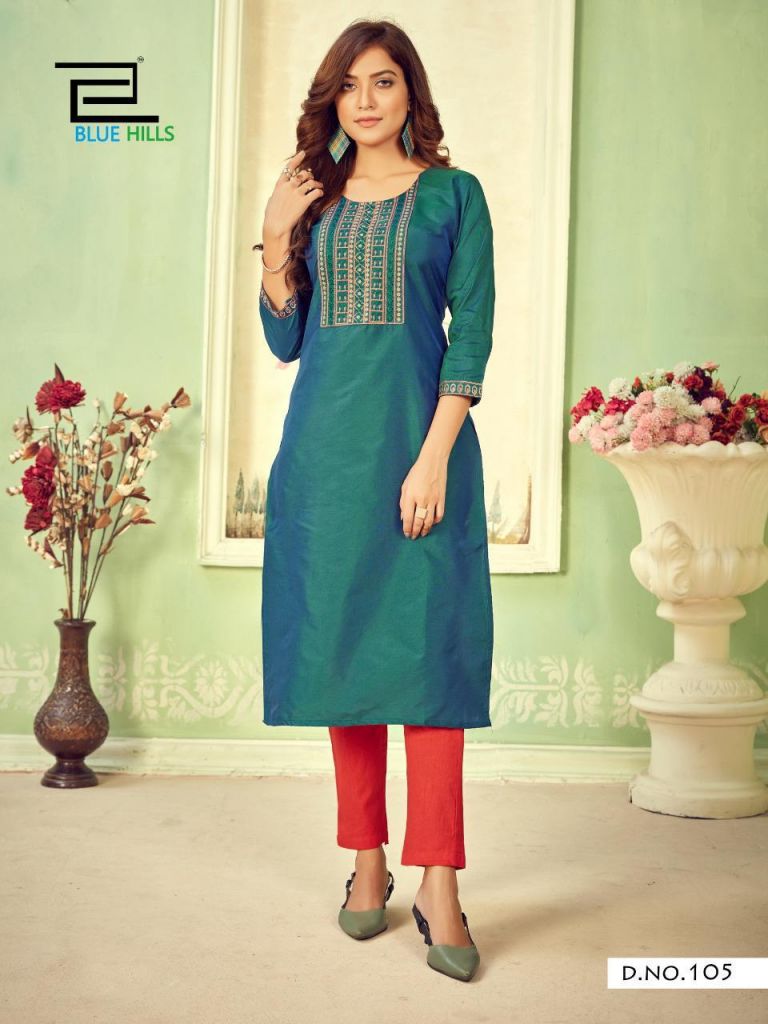  Blue Hills Solid  vol 3 Dedigner Long Kurti catalog 