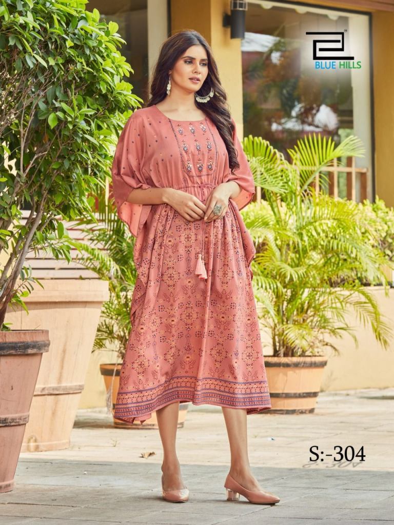 Blue Hills Stare Vol 3 Fancy Silk Kaftan Style Kurti For Casual Wear Catalog 