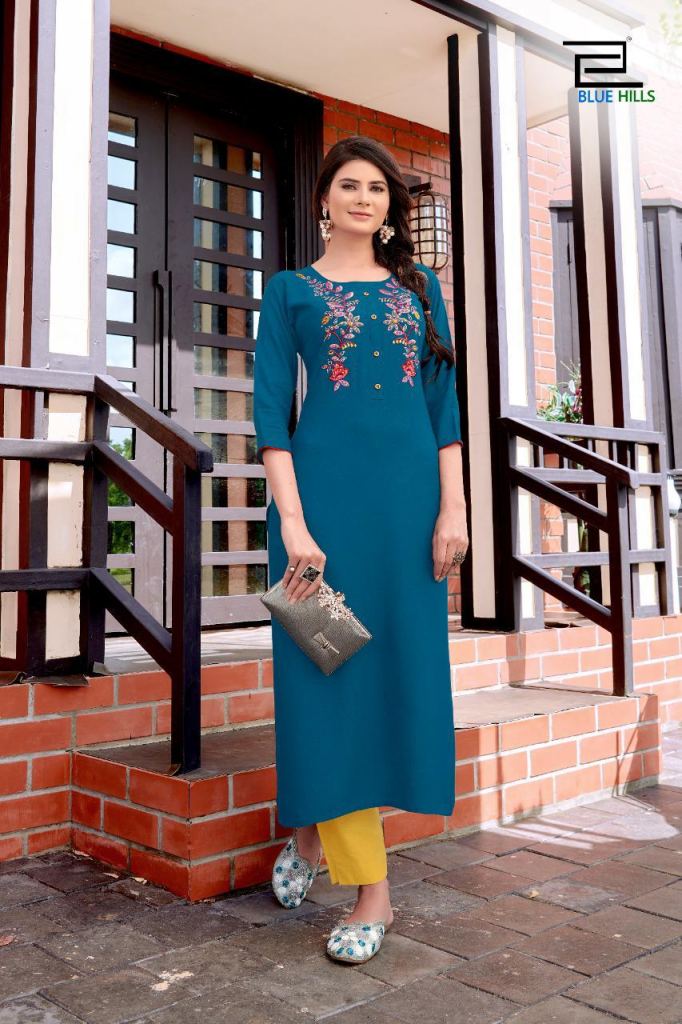 Indigo Blue And Yellow Bagru Ajrak Kurti -Ramdhanu Ethnic