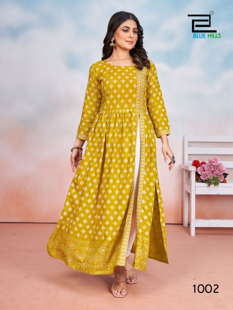 Blue Hills Tauba Tauba Rayon Side Cut Kurti