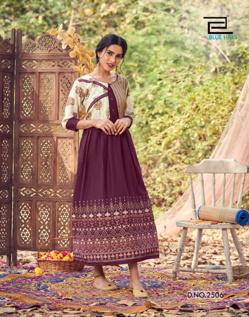 Blue Hills Trend Vol 25 Catalog Festive Wear Long Anarkali Kurti With Jacket