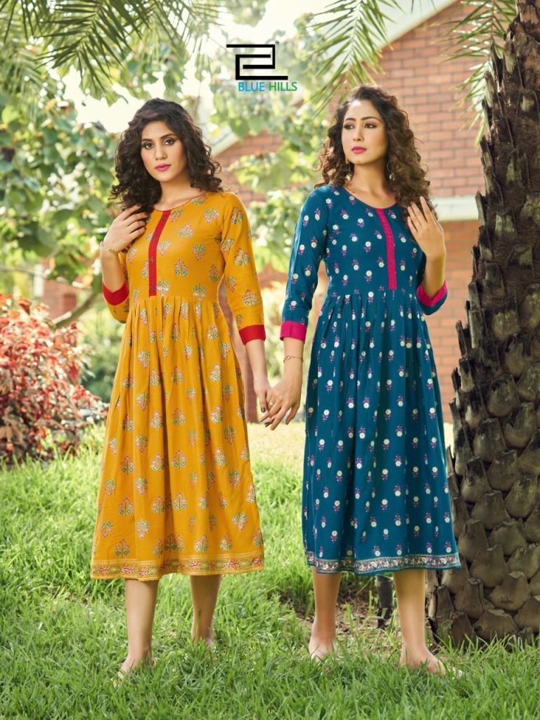 Blue Hills  Velly vol 3 Rayon kg 14  Foil Print Anarkali kurtis