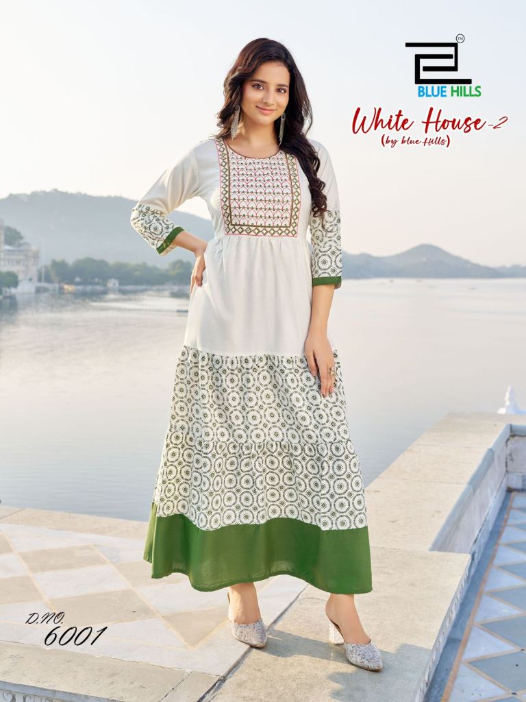 Blue Hills White House Vol 2 Printed Kurti