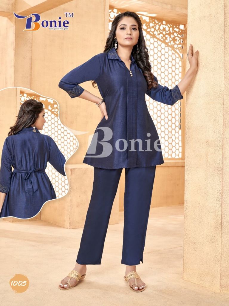 Bonie Rihana Silk Linen Ready Made Top With Bottom Collection