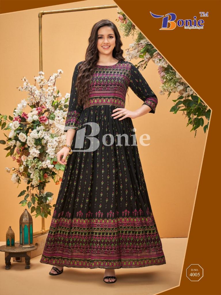 Bonie Senorit vol 4 Rayon Foil Print Buy Online Designer Anarkali kurtis