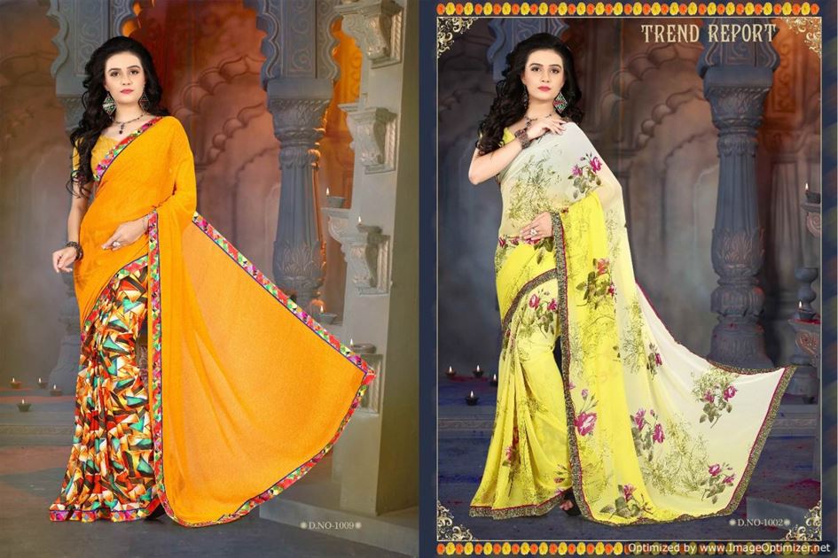 Bridal Look-2 Printed Weightless Georgette sarees at wholesale textile 