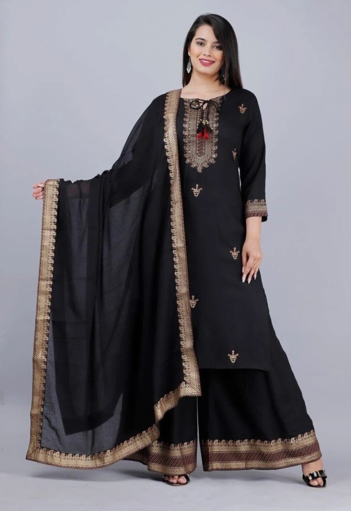 Bt 85 Beautiful Rayon Kurti Sharara With Dupatta