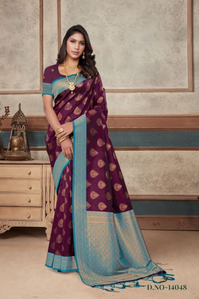 Bunawat Katha Silk Ethnic Wear Zari Woven Silk Saree Collection