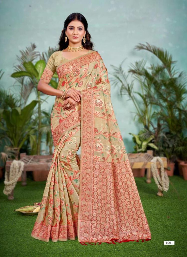 Bunawat Ridham Sangam Prints Meena Worked Traditional Saree