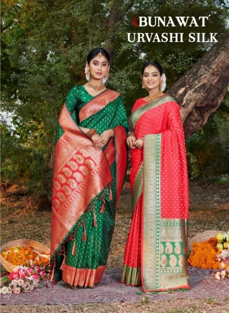 Bunawat Urvashi Silk With Zari Weaving Wedding Saree Collection 