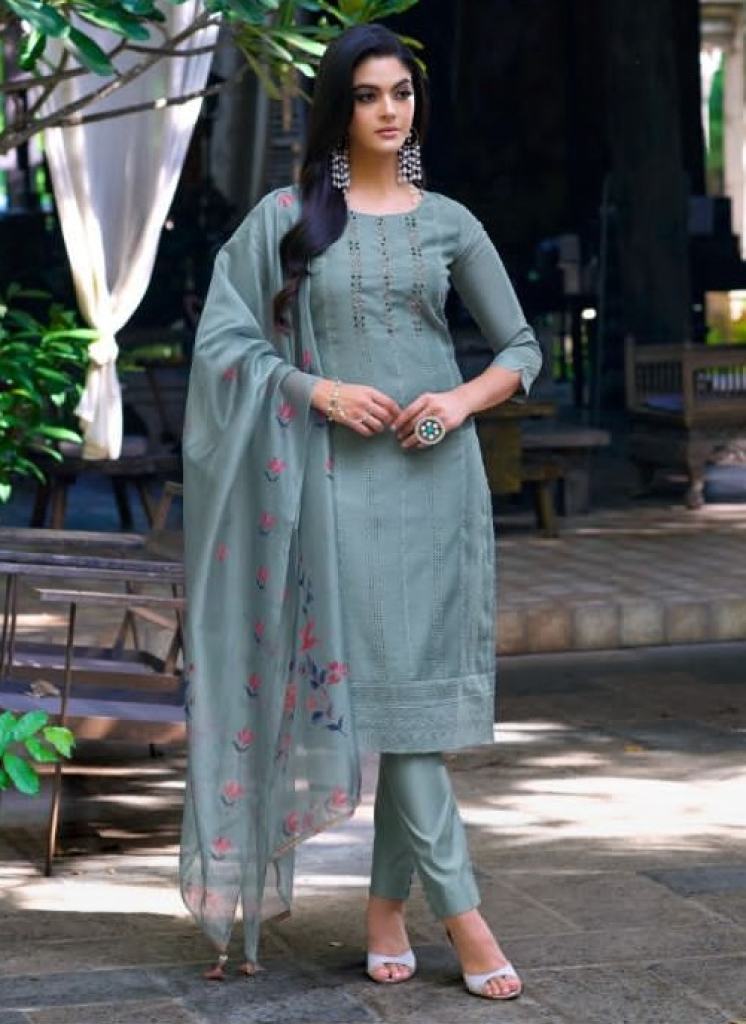 Buy Lily And Lali Lucknowi 2 Festive Wear Chanderi Silk Handwork Salwar Kameez 