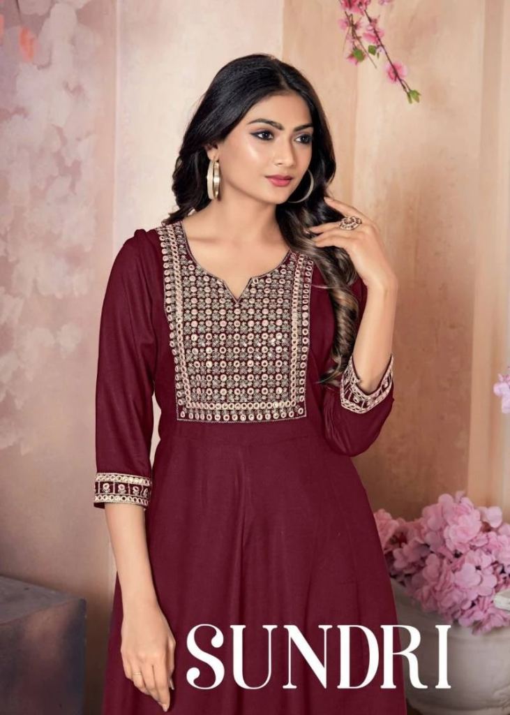 Casual Sundri 1001 Rayon Embroidery Mirror Work Kurti Collection 