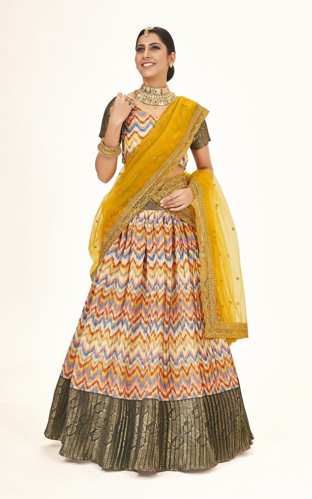  Classic  Multi-Colour to Black Banarasi Designer Half Saree lehenga collection  