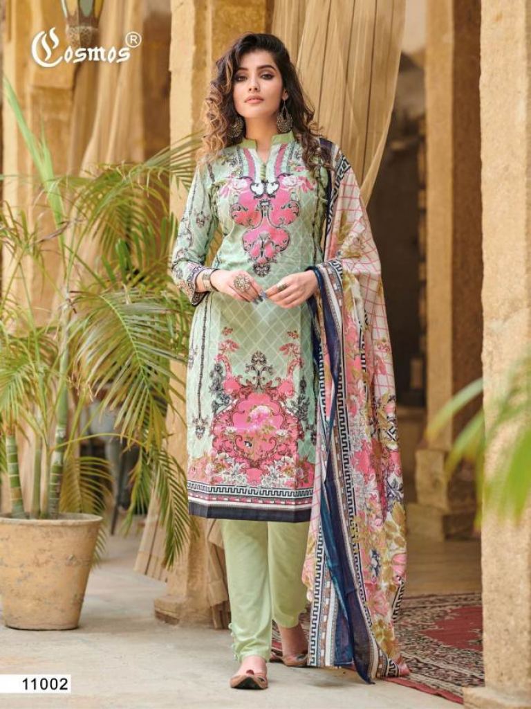 Cosmos presents  Noor Printed Lawn vol  2 Karachi Dress Material