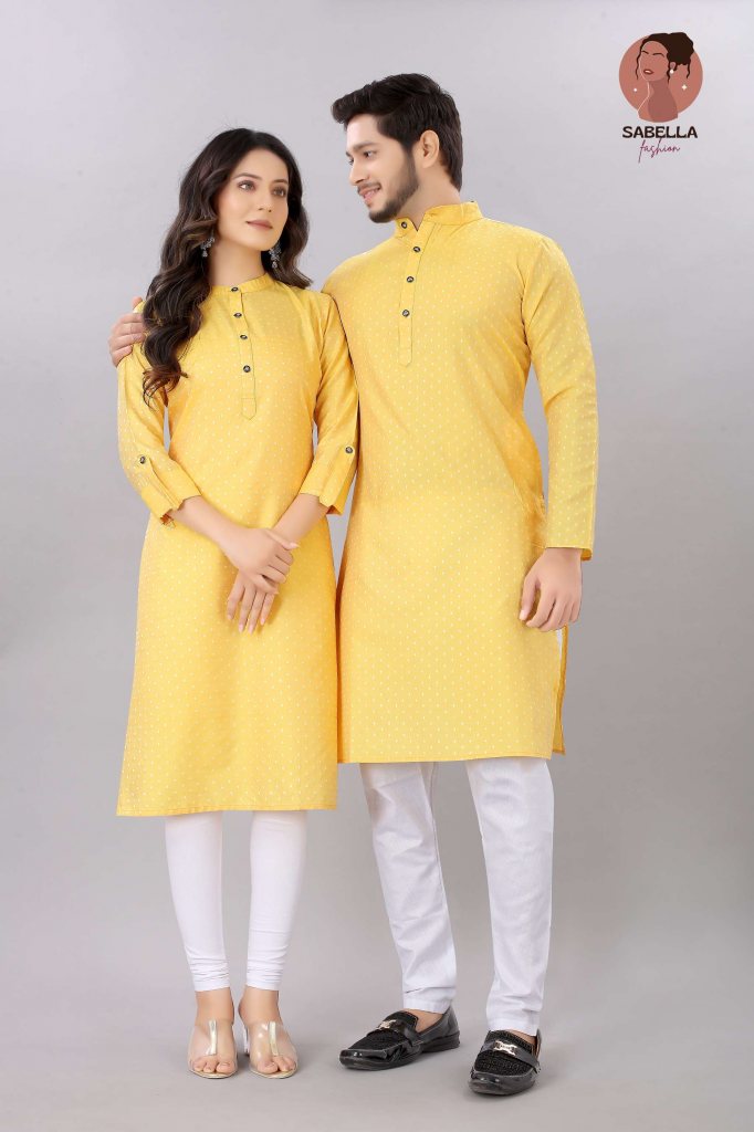 Couple Matching  Kurta kurti  Yellow Color