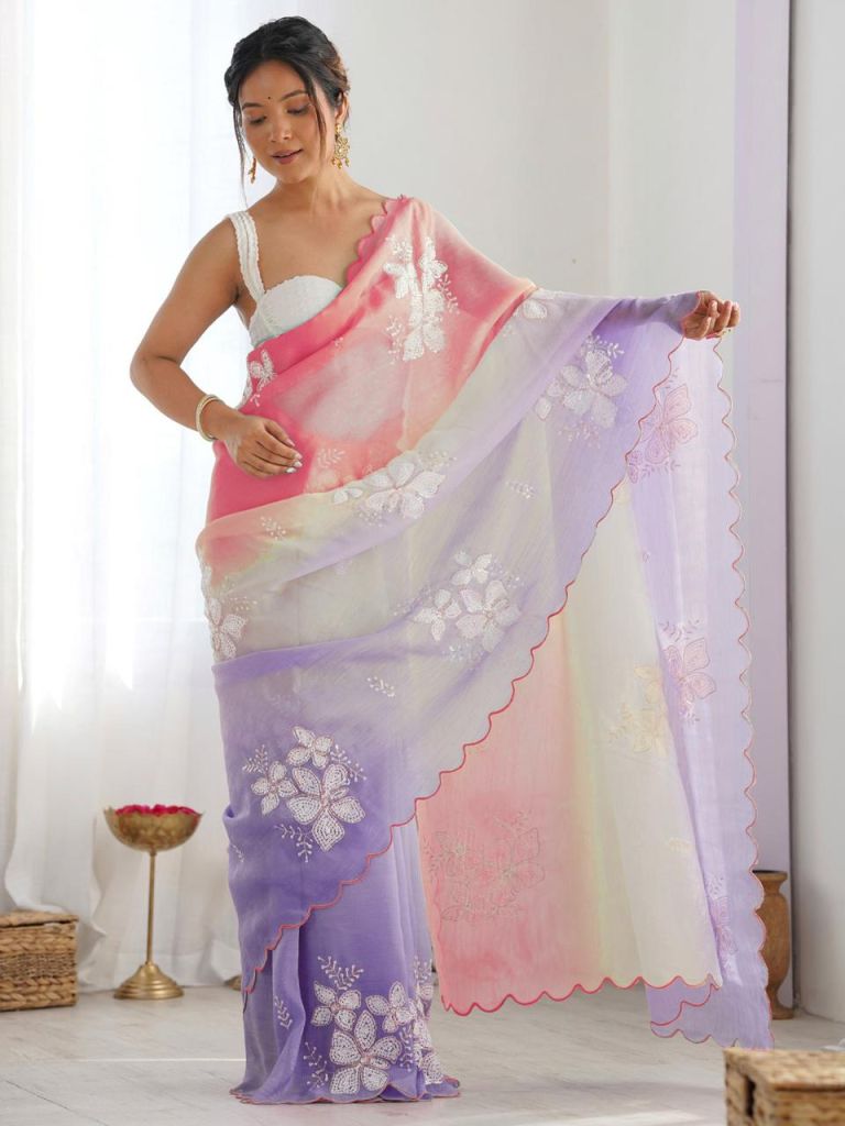 Csn Radhey Embroidered Beautiful Saree