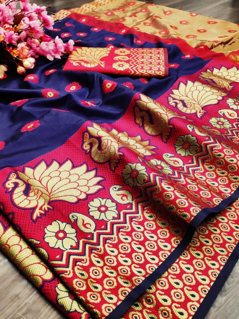 DWIJA LIZA 5 PEACOCK DESIGN COTTON SILK