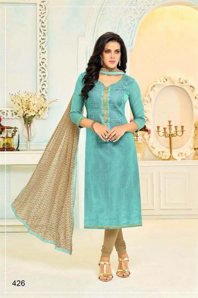 Cotton embroidery dress material wholesale top