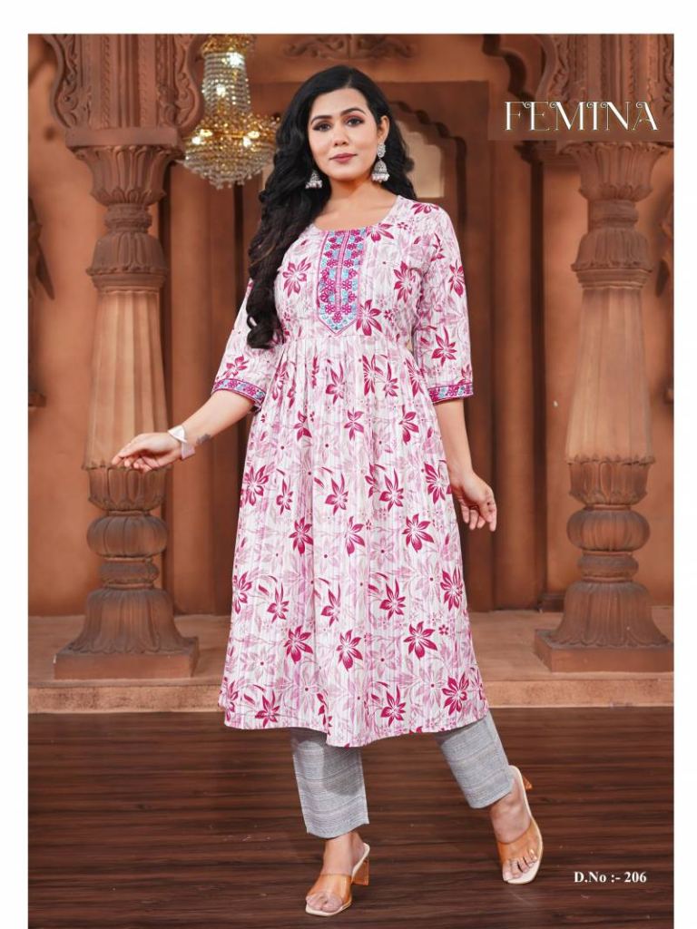 Dee Pee Femina Printed Kurti With Bottom