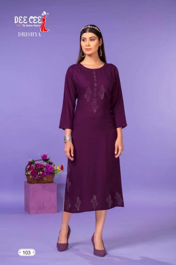 Buy Now Deecee Drishya Heavy Rayon Naira Cut Plain Kurti Collection at wholesaletextile.in