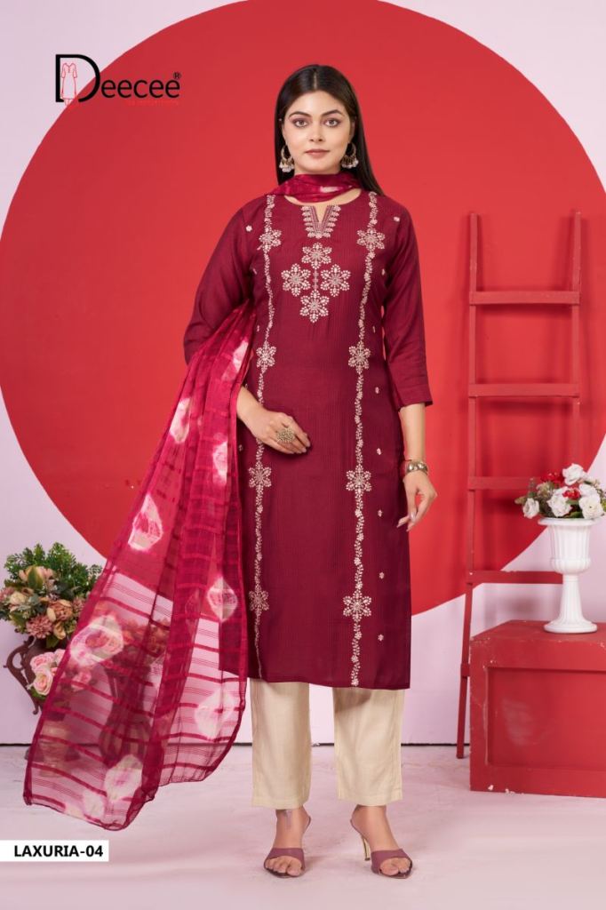 Deecee Laxuria Embroidered Kurti With Bottom Dupatta
