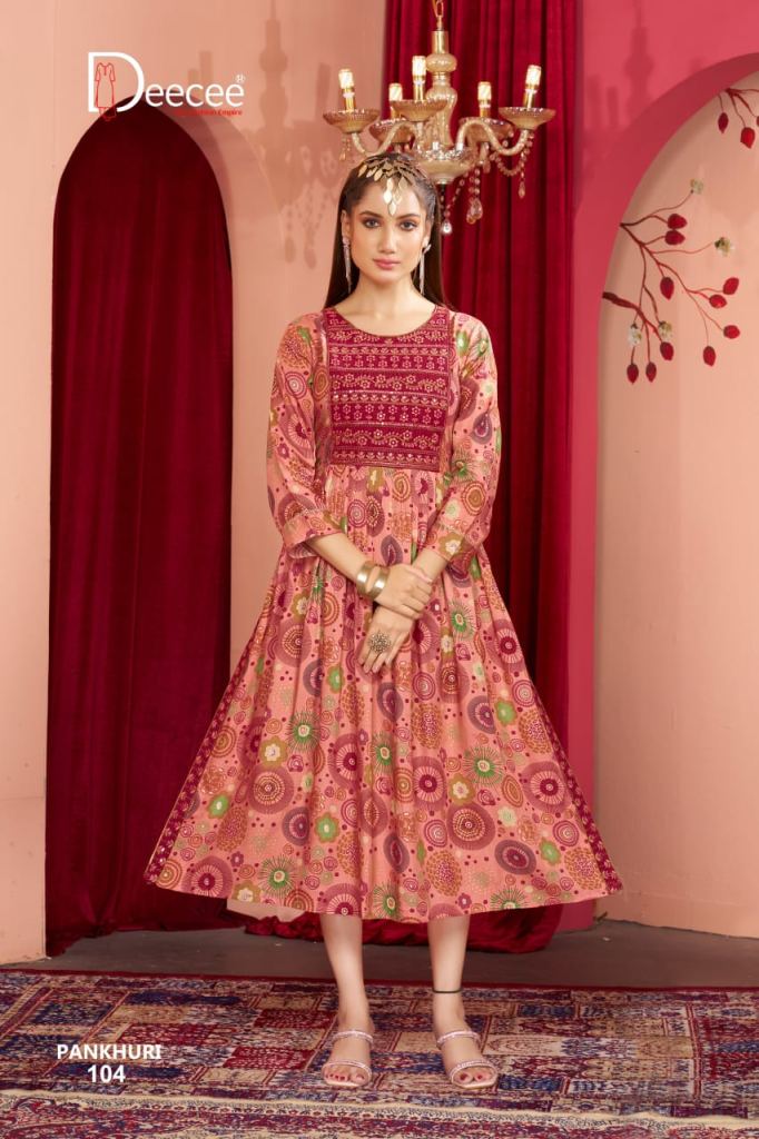 Deecee Pankhudi Printed Long Nyra Cut Kurtis