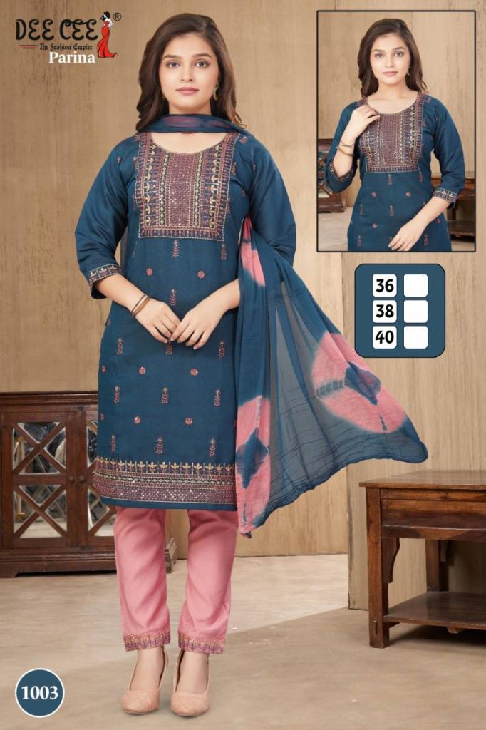Deecee Parina Embroidered Kurti Bottom With Dupatta