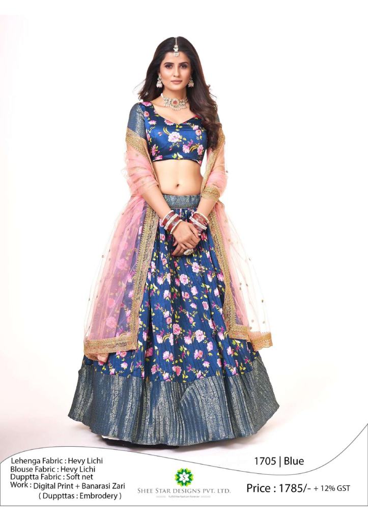  Deep Blue Shades Designer Half Sarees Lehenga Collection 