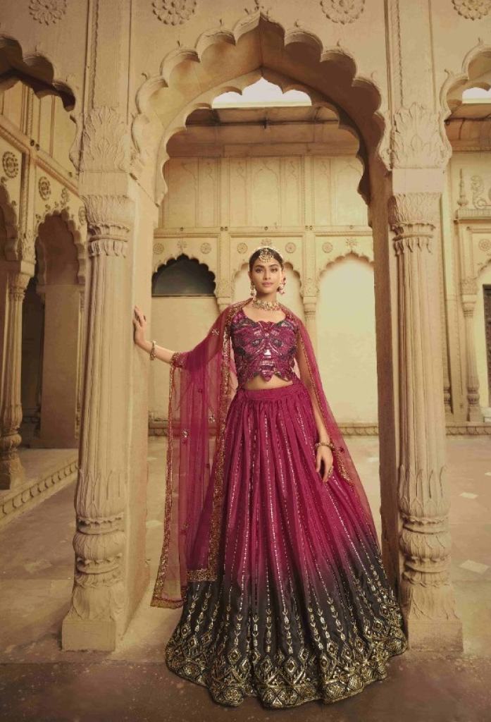 Deep Pink to Purple Multi color Designer  Festival Wear Lehenga choli  collection 