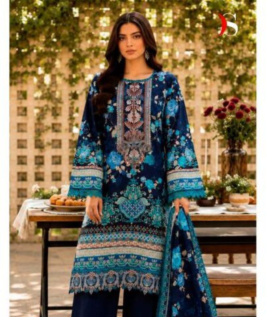 Deepsy Jade Bliss Lawn Vol 6 Cotton Dupatta Patch Embroidered Salwar Kameez