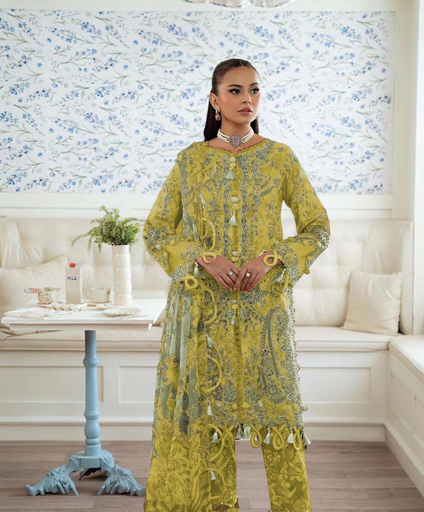 Deepsy Jade Flora Premium Chiffon Dupatta Embroidered Salwar Kameez