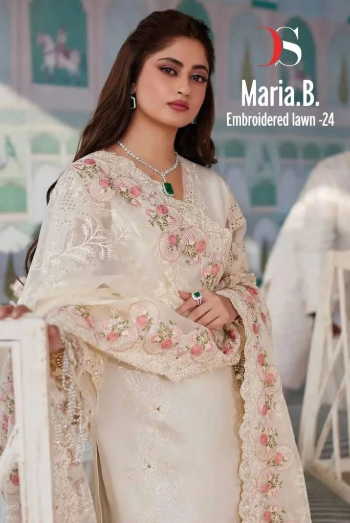 Deepsy Maria B 24 Lawn Cotton Embroidered Pakistani Style Salwar Suit 