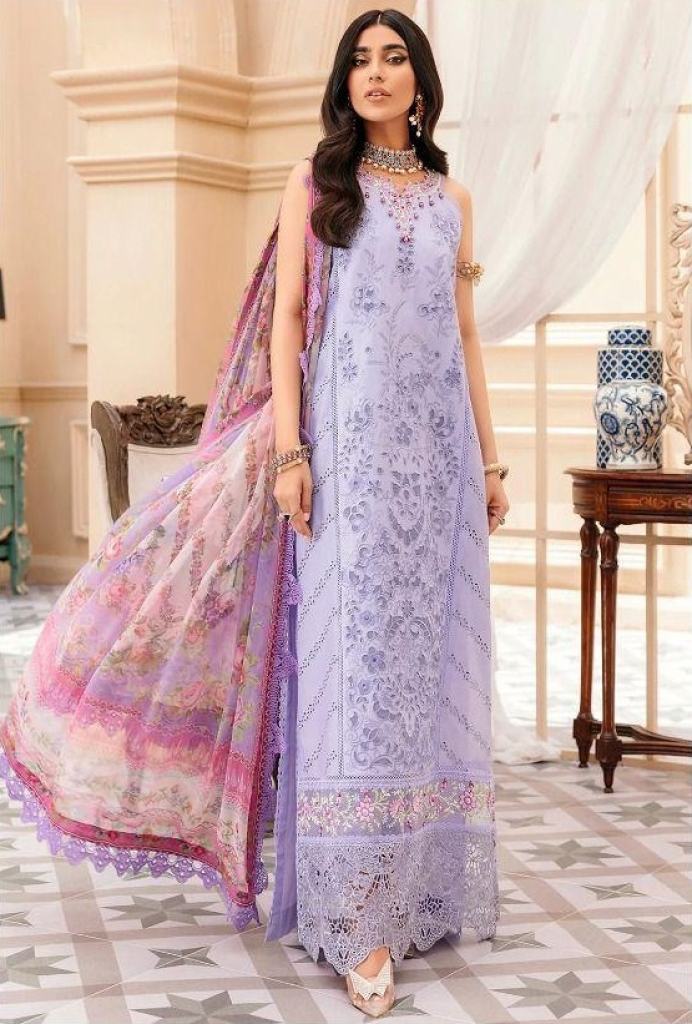 Deepsy  Noor Laserkari Lawn 22  Cambric cotton with self Embroidery Pakistani Salwar Suits 