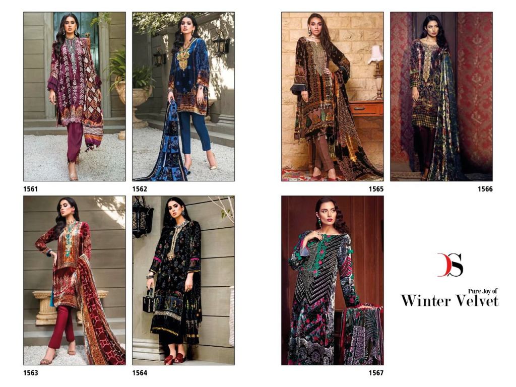 Deepsy Suits 1561 Joy Of Winter Maroon Unstitched Velvet Pakistani Suit