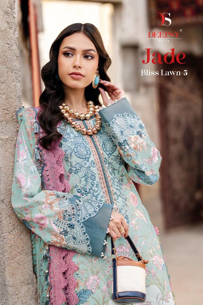 Deepsy jade Bliss Lawn Vol 5 Cotton Dupatta Embroidered Salwar Kameez