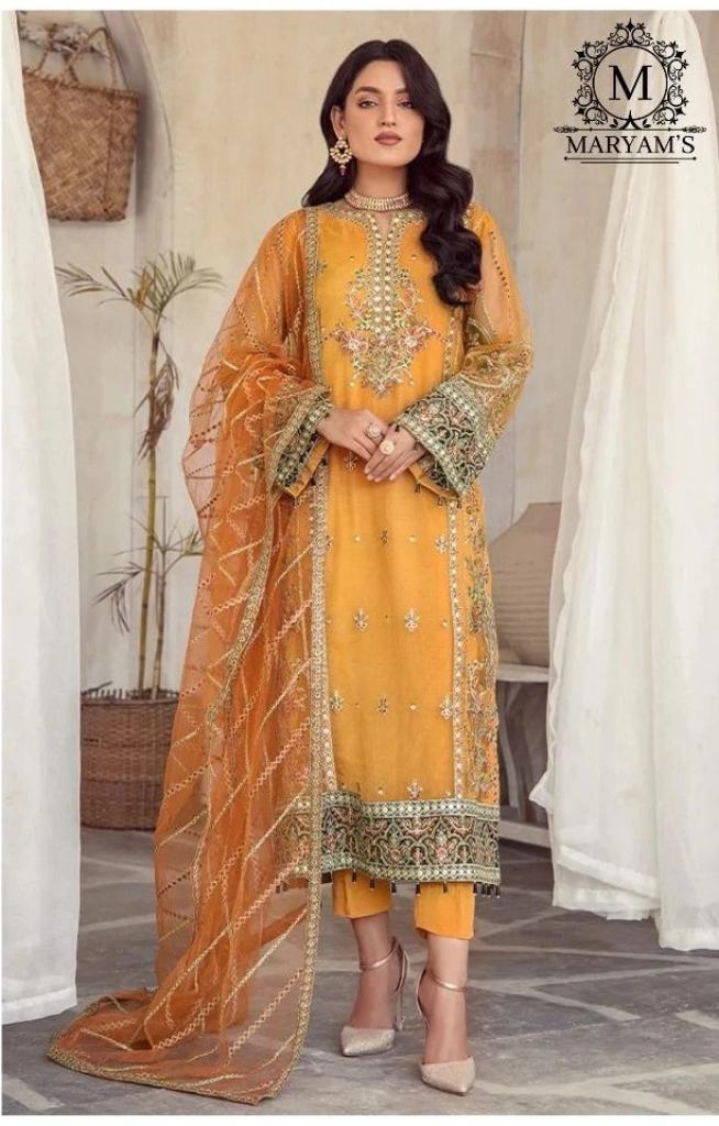 Designer Maryams 167 Soft Organza Mirror Work Salwar Suit 