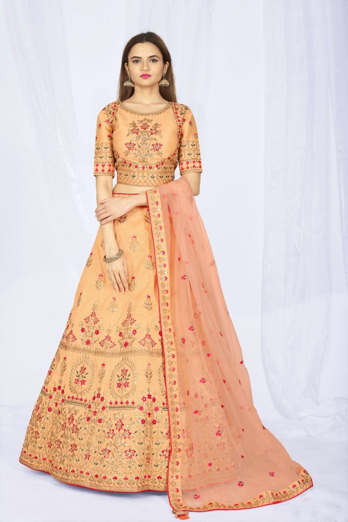 Designer Peach Lehenga Choli Online Shopping