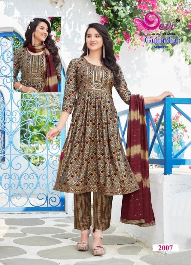 Devi Gulmohar Vol 2 Designer Beautiful Nyra Cut Kurti Pant With Dupatta