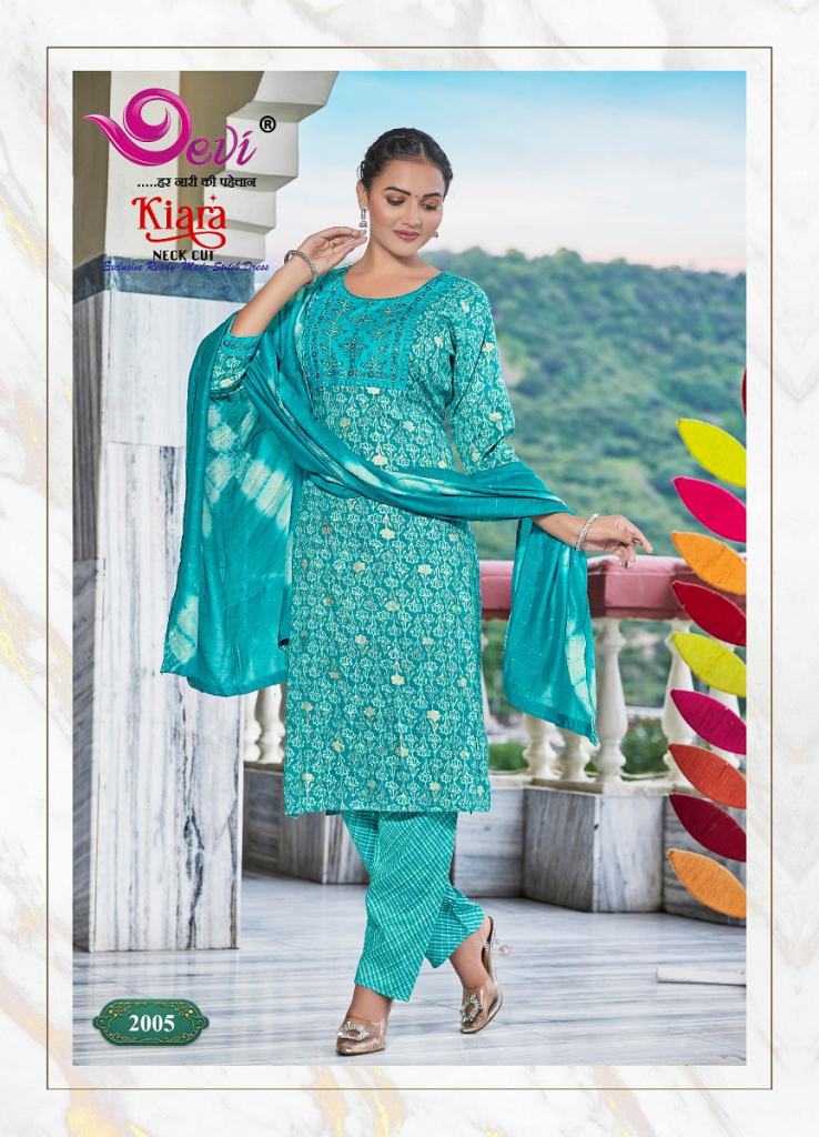 Devi Kiara Casual Wear Rayon Printed Kurti Pant With Dupatta