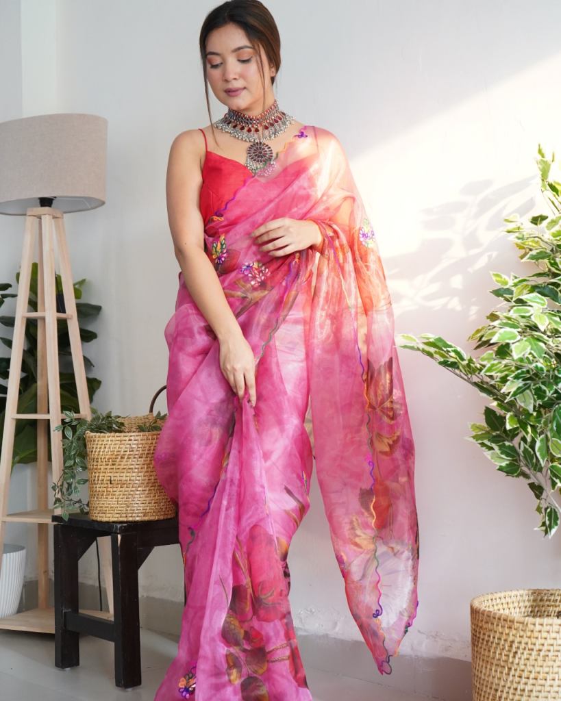 Dillagi  Organza Gota Patti Work saree Wholesale price organza sarees collection 