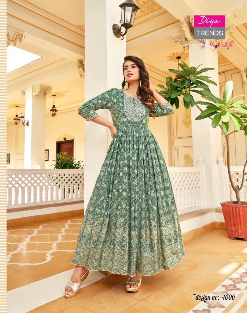 Diya Trends Buy  Poosh Vol 1 Designer Gown Style Kurtis  collection 