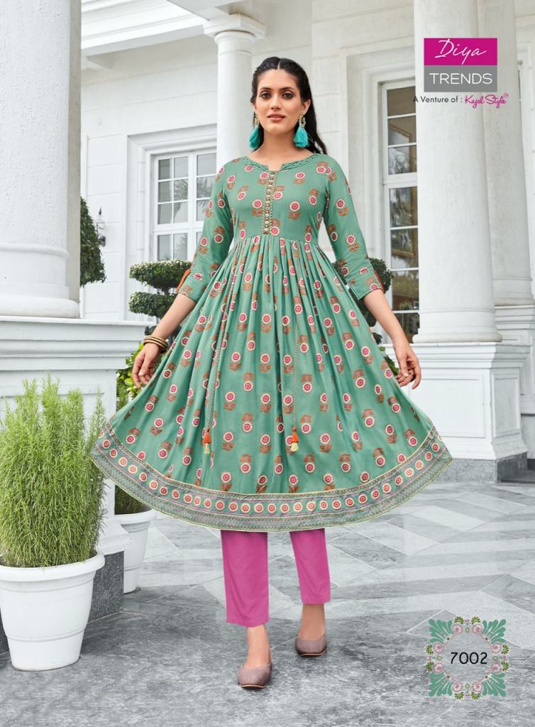 Diya Trends Ethnicity vol 7 Fancy Embroidery Printed Anarkali Kurti Catalog