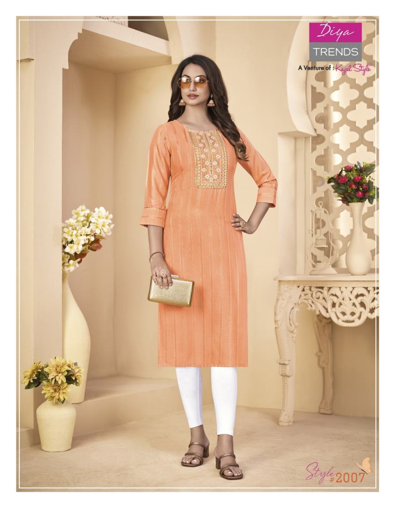 Diya Trends Fashion Story vol 2 Reyon Fancy Embroidery Casual Wear  kurtis 