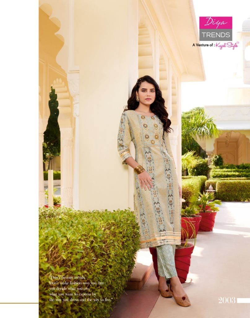  Diya Trends Goldy vol 2 Exclusive Wear Embroidery Wholesale Kurti With Pant Collection