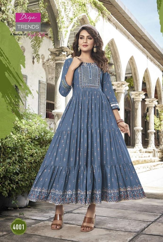 Poonam Star Designer Nayara Cut Long Anarkali Kurti Collection:  Textilecatalog