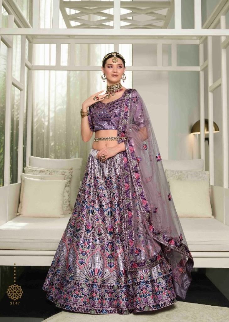  Dusty Purple  Thread Embroidered Wedding Wear Lehenga Choli