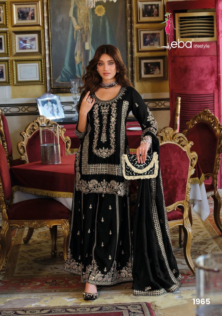 Eba Afrin Black And White Embroidery Top Bottom And Dupatta