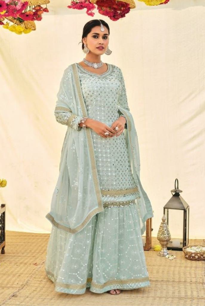 Eba Armani Vol 2 Catalog Traditional Wear Faux Georgette Plazzo Suits